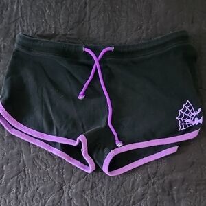 Too Fast Black Shorts with Purple Trim